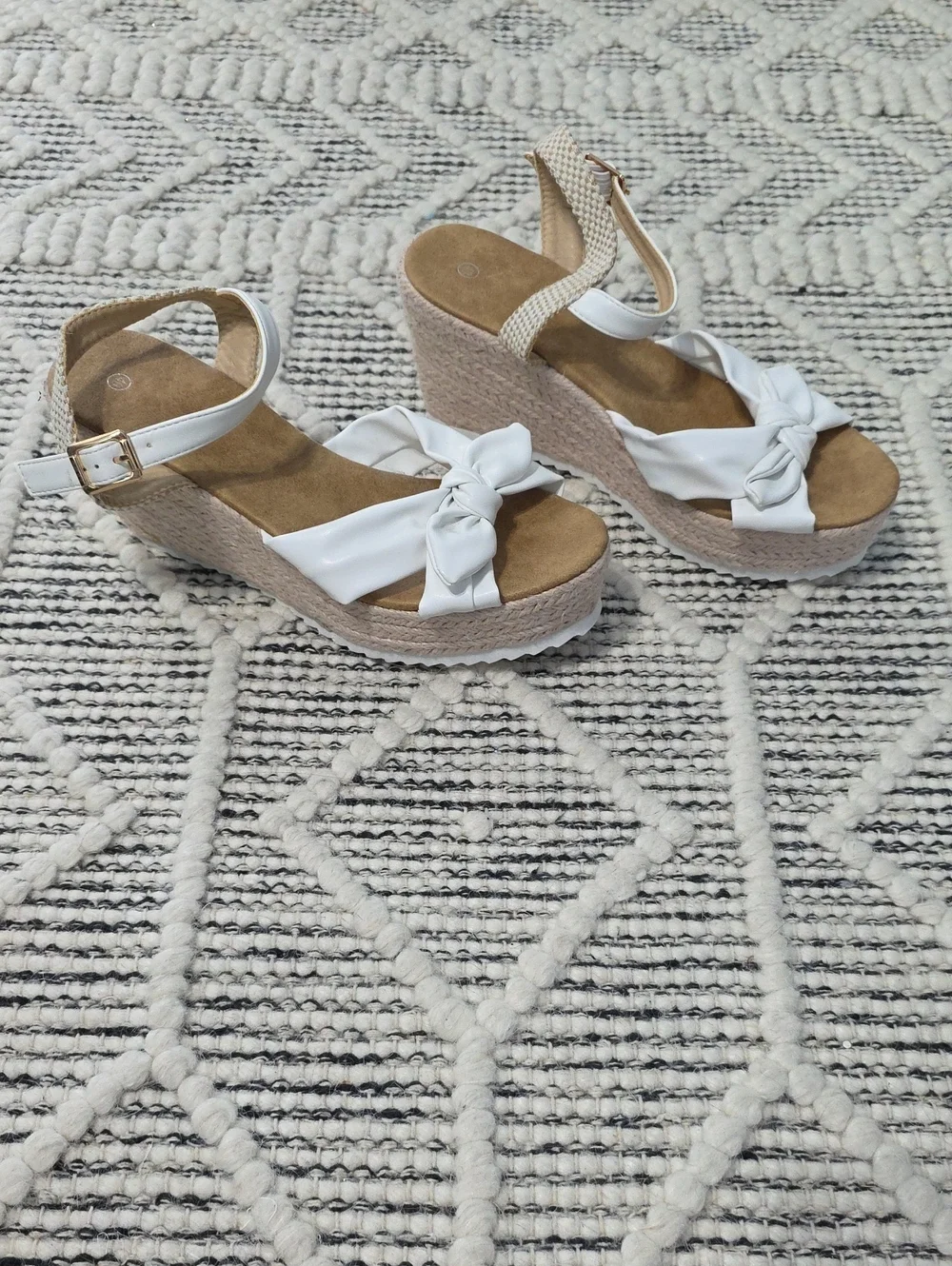 White Knot Espadrille Wedge Sandals - Women